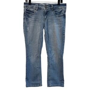 Aeropostale Y2K Light Wash Denim Jeans Distressed Capri size 7/8